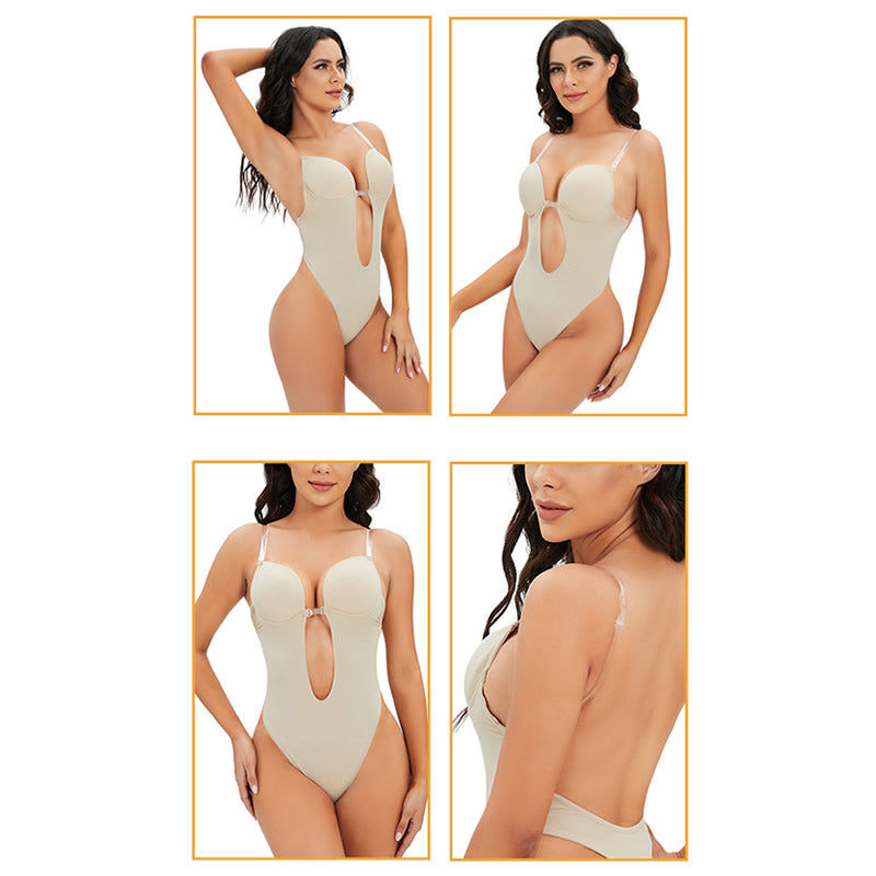 Strapless Bra Shapewear Transparent Detachable Straps Bodysuit Evening Dress Tight Corset Push-Up Shaping