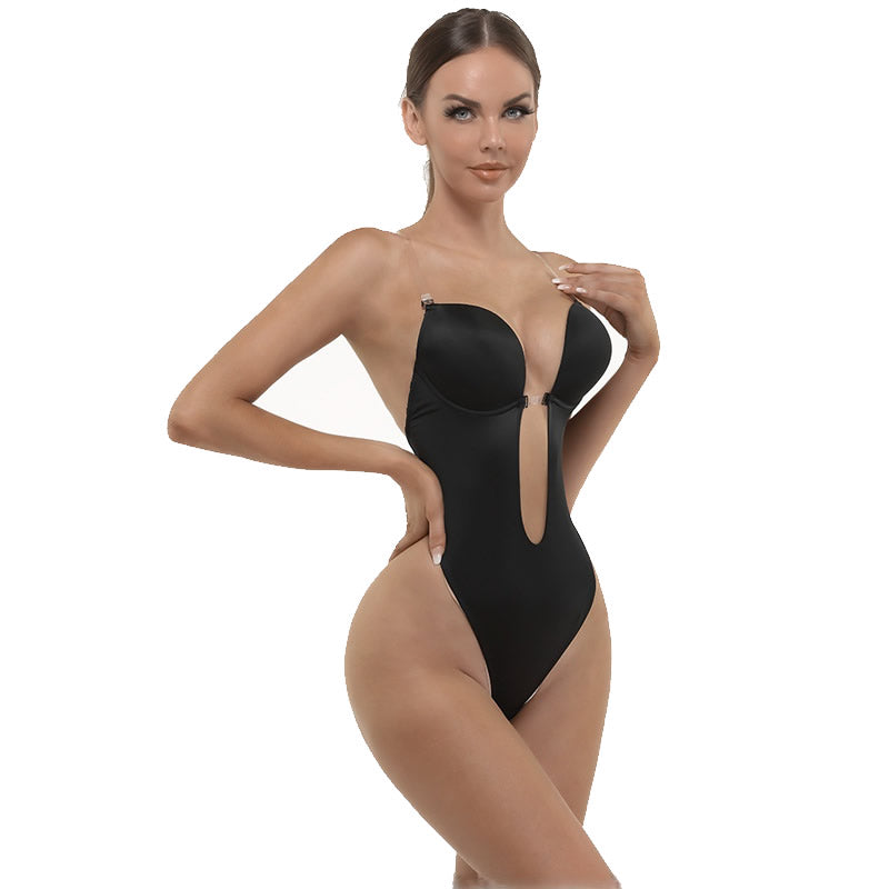 Strapless Bra Shapewear Transparent Detachable Straps Bodysuit Evening Dress Tight Corset Push-Up Shaping