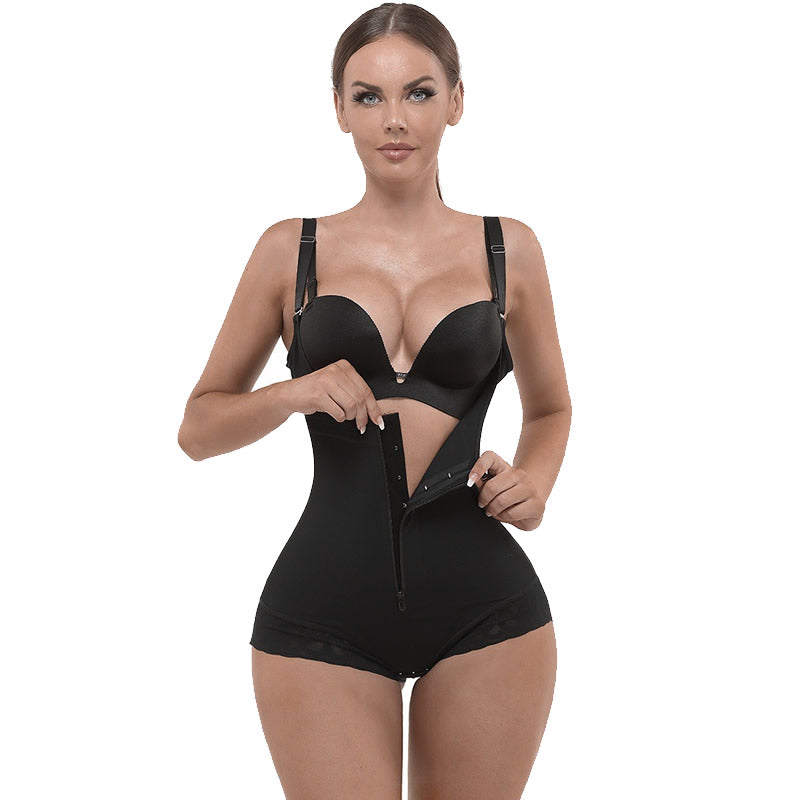 European and American Style Camisole Shapewear Body Shaping Lace Bodysuit Triangle Zipper Butt Lift Shapewear