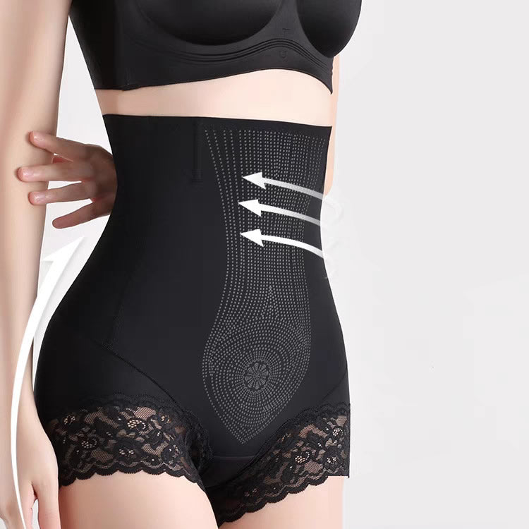 Summer high waisted shaping waistband anti exposure underwear seamless thin lifting hip pants