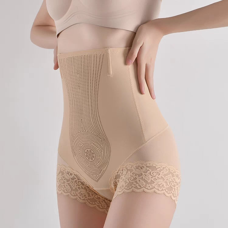 Summer high waisted shaping waistband anti exposure underwear seamless thin lifting hip pants