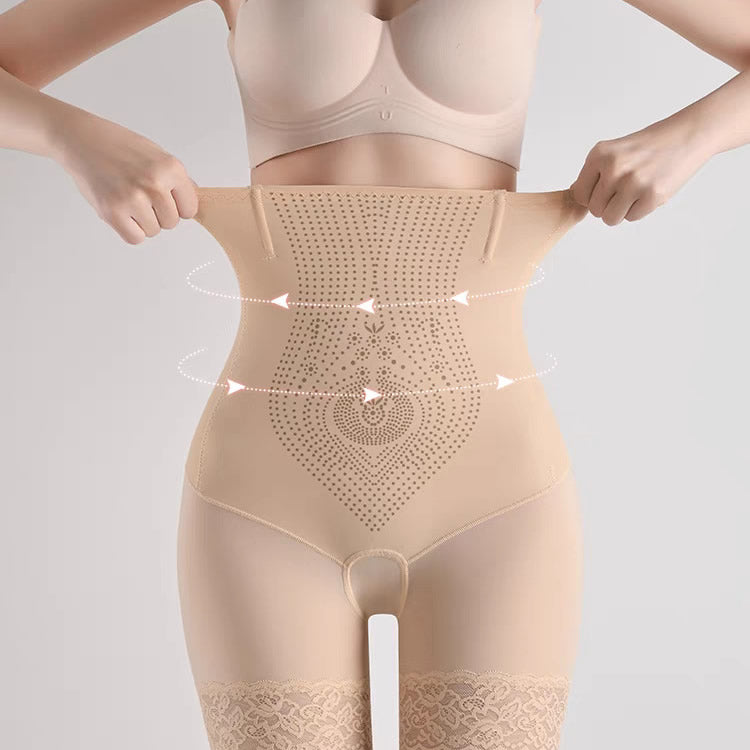 Summer high waisted shaping waistband anti exposure underwear seamless thin lifting hip pants