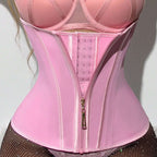 Latex Waist Cincher with Zipper and Button, Waist Binder for Sports Shaping and Tightening