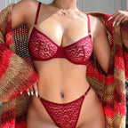 European and American Style Sexy Lingerie for Large Busts, Minimizing, Anti-Sagging, Ultra-Thin, Sheer Mesh, Jacquard Lace