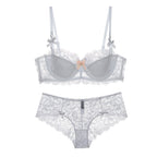 Sexy Lace Thin Cotton Large Bust Minimizer Plus Size Slightly Push-Up Anti-Sagging Lift Set
