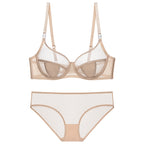 Sexy French Ultra-Thin Mesh Lingerie Set for Large Busts, Minimizing and Anti-Sagging, Plus Size