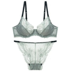 French Style Ultra-Thin Transparent Bra for Large Busts, Minimizing Effect, Plus Size, Anti-Sagging, Lift-Up Lace Set