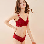 European and American Sexy Lingerie Ultra-Thin Large Bust Minimizer Anti-Sagging Plus Size Lace Bra Set