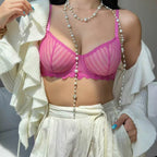 French Style Lingerie Sexy Ultra-Thin Mesh Lace Bra Large Bust Minimizing Plus Size Erotic Lingerie Set