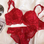 French Style Sexy Lace Women's Wireless Push-Up Bra Set for Small Busts and Side Breast Collection
