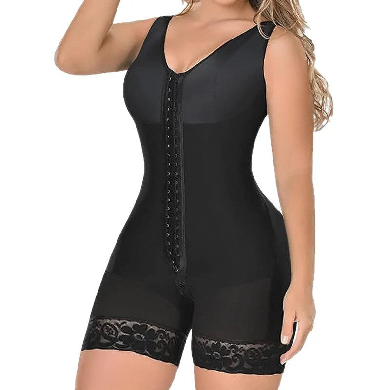 Increase the size of the full body hip lifting button shapewear, crotch zipper jumpsuit