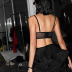 Sexy French Style Lingerie Thin Cotton Sheer Mesh Fishbone Design Side Breast Support Anti-Sagging Set