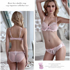 Sexy Lingerie Ultra-Thin Transparent Large Bust Minimizer Plus Size Anti-Sagging Lace Bra Set