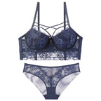 European and American Style Lace Bra Set with Side Support and Push-Up Design for Women