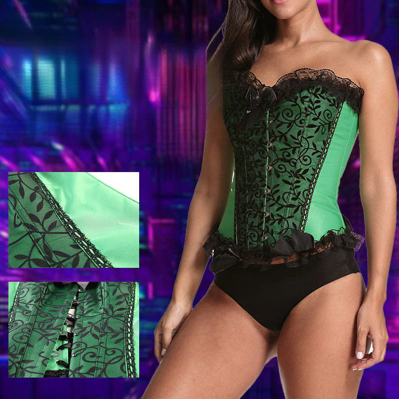 Fishbone waist with bust, court lace border outer garment, shapewear