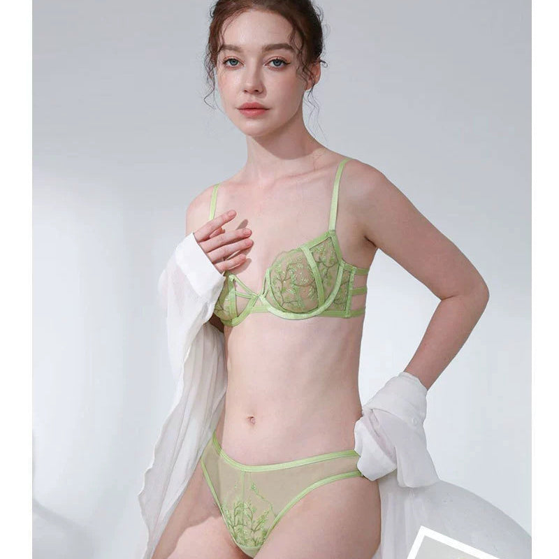 Sexy Lingerie French Style Ultra-Thin Large Bust Minimizing Plus Size Set Anti-Sagging Lift Lace Push-Up Bra