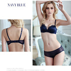 European and American Sexy Lace Thin Cotton Half Cup Satin Seamless Strapless Bra Small Chest Push-Up Set