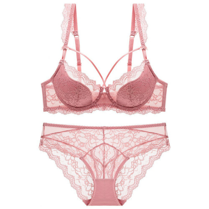 Sexy Lingerie Thin Cotton Large Bust Minimizer Side Breast Collection Anti-Sagging Plus Size Lace Set for Teen Girls