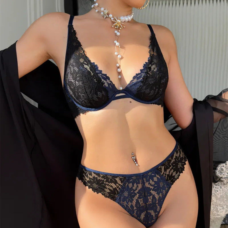 New French Style Sexy Ultra-Thin See-Through Lace Lingerie Anti-Sagging Large Bust Minimizer Bra