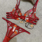 French Style Lingerie Sexy Ultra-Thin Pineapple Embroidery Lace Erotic Lingerie Big Chest Minimizing Anti-Sagging