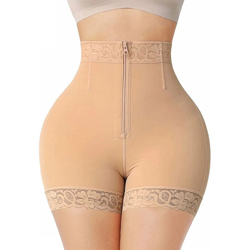 Zipper high waisted hip and abdominal lifting pants, body shaping pants