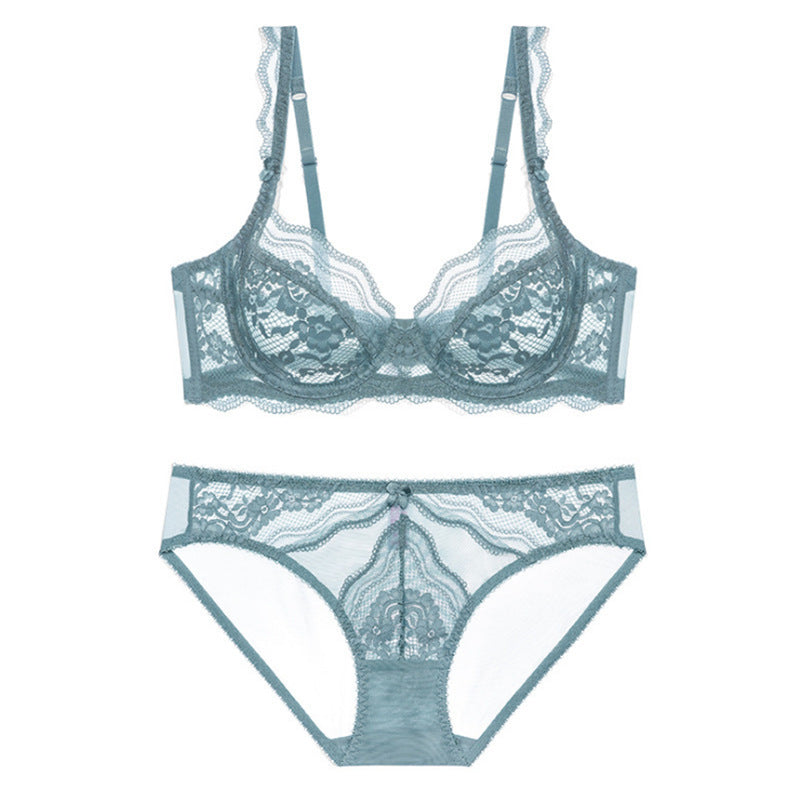 New Sexy Lace Large Bust Minimizer Push-Up Bra Set Ultra-Thin