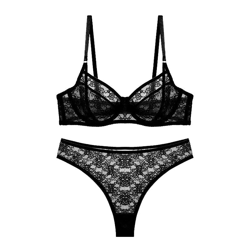 Sexy French Style Summer Ultra-Thin See-Through Lace Large Bust Minimizing Plus Size Lingerie Bra