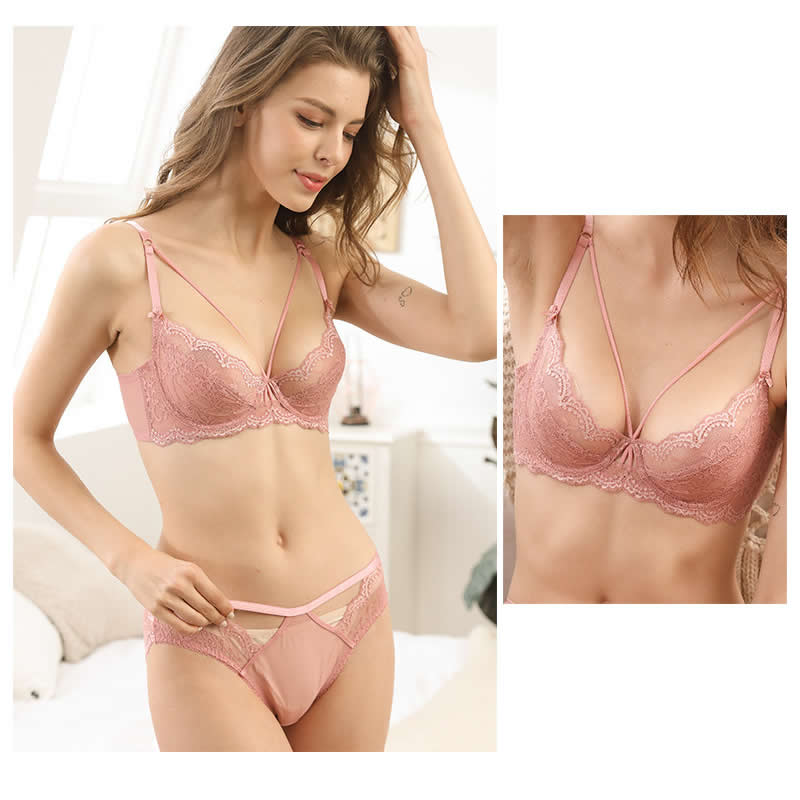 European and American Sexy Lace Large Bust Minimizer Anti-Sagging Ultra-Thin No Foam Breathable Plus Size Set
