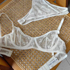 Sexy Lingerie Ultra-thin See-through Jacquard Lace Bra Set for Large Busts, Minimizing and Anti-sagging