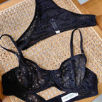 Sexy Lingerie Ultra-thin See-through Jacquard Lace Bra Set for Large Busts, Minimizing and Anti-sagging