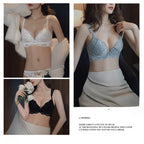 French Style Sexy Lace Women's Wireless Push-Up Bra Set for Small Busts and Side Breast Collection