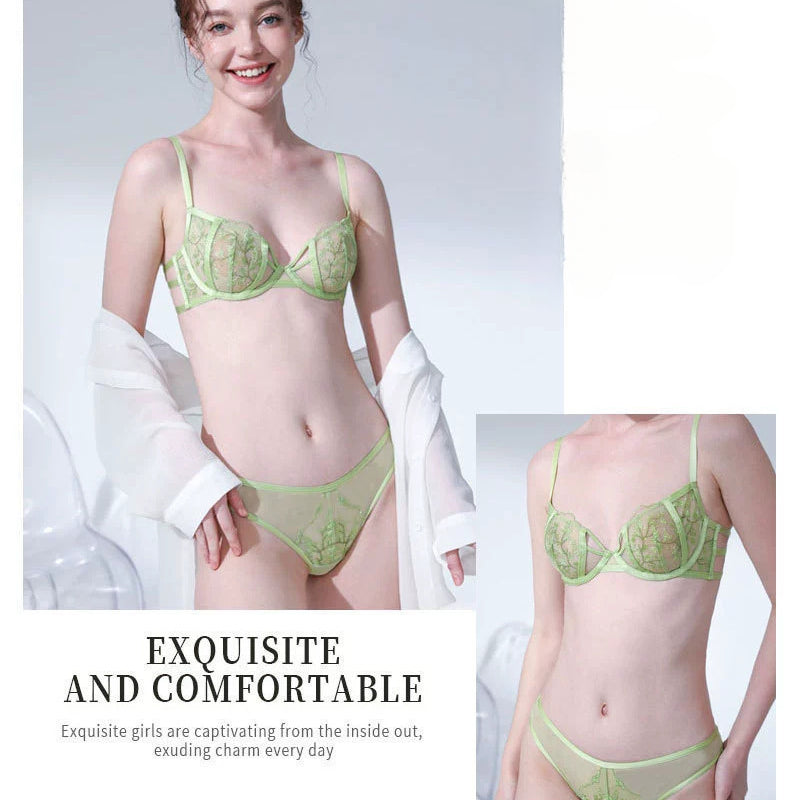 Sexy Lingerie French Style Ultra-Thin Large Bust Minimizing Plus Size Set Anti-Sagging Lift Lace Push-Up Bra