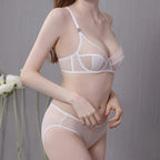 Sexy Lingerie for Women French Style Ultra-Thin Mesh Plus Size Large Bust Minimizing Anti-Sagging Bra Set