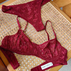 Sexy Lingerie Ultra-thin See-through Jacquard Lace Bra Set for Large Busts, Minimizing and Anti-sagging