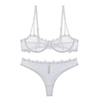 Sexy Lace Lingerie See-through Embroidery Erotic Lingerie Big Chest Minimizer Plus Size Bra Set