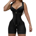 13 bone shaping jumpsuit with zipper button waist, raised hips, and chest