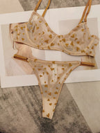 Sexy Lingerie Ultra-Thin Mesh Heart Print Lace Bra Large Bust Minimizer Erotic Lingerie
