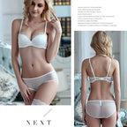 European and American Sexy Lace Thin Cotton Half Cup Satin Seamless Strapless Bra Small Chest Push-Up Set