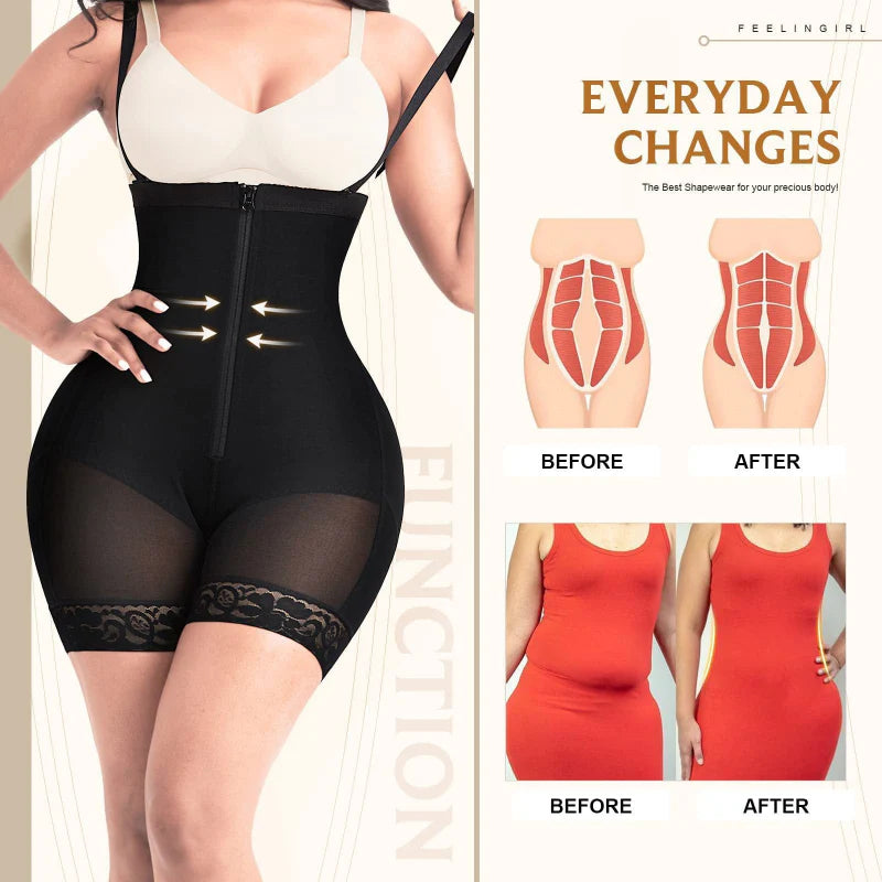 High Waist Detachable Strap Shapewear Bodysuit for Tummy Control and Butt Lifting Plus Size