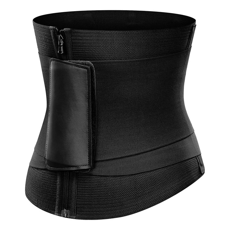 Women's Fitness Waist Trainer Belt Zipper Style Brown Double Layer Compression