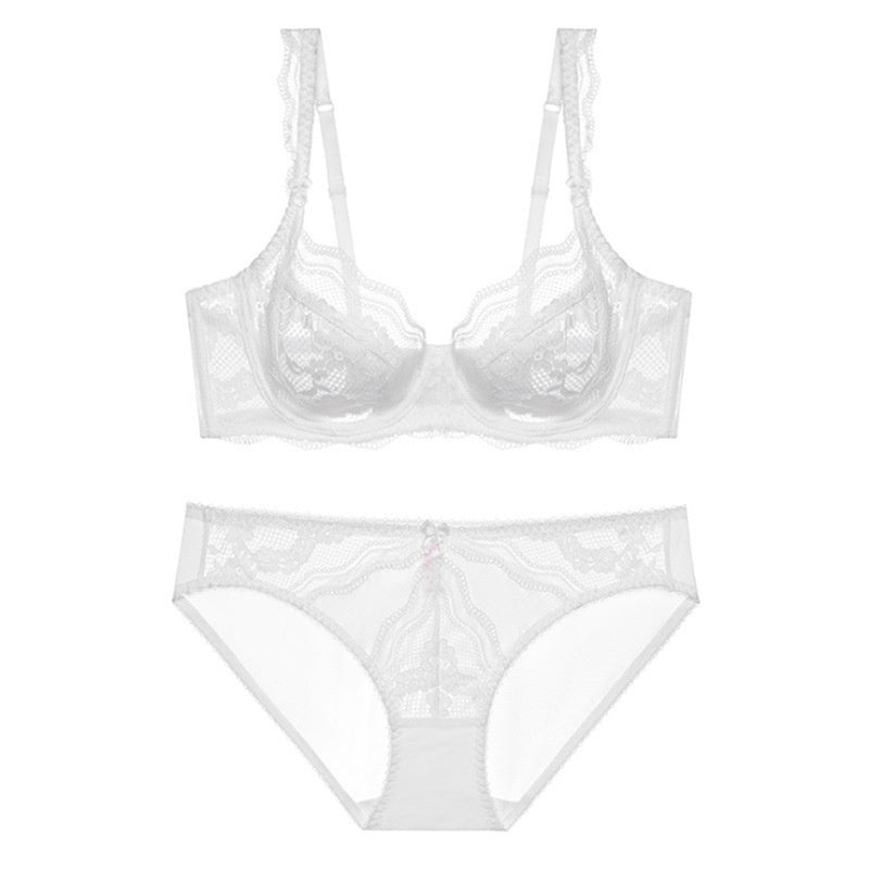 New Sexy Lace Large Bust Minimizer Push-Up Bra Set Ultra-Thin