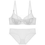 Sexy French Ultra-Thin Mesh Lingerie Set for Large Busts, Minimizing and Anti-Sagging, Plus Size