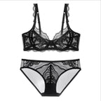 New Sexy Lace Large Bust Minimizer Push-Up Bra Set Ultra-Thin