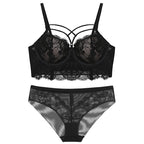 European and American Style Lace Bra Set with Side Support and Push-Up Design for Women