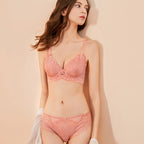 European and American Sexy Lingerie Ultra-Thin Large Bust Minimizer Anti-Sagging Plus Size Lace Bra Set