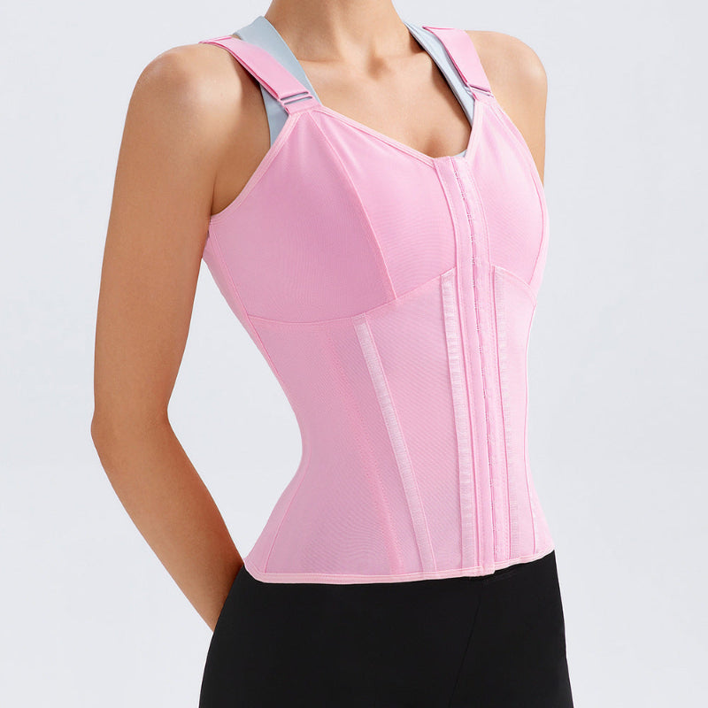 Strap style sports postpartum buckle high elastic waist shaping top