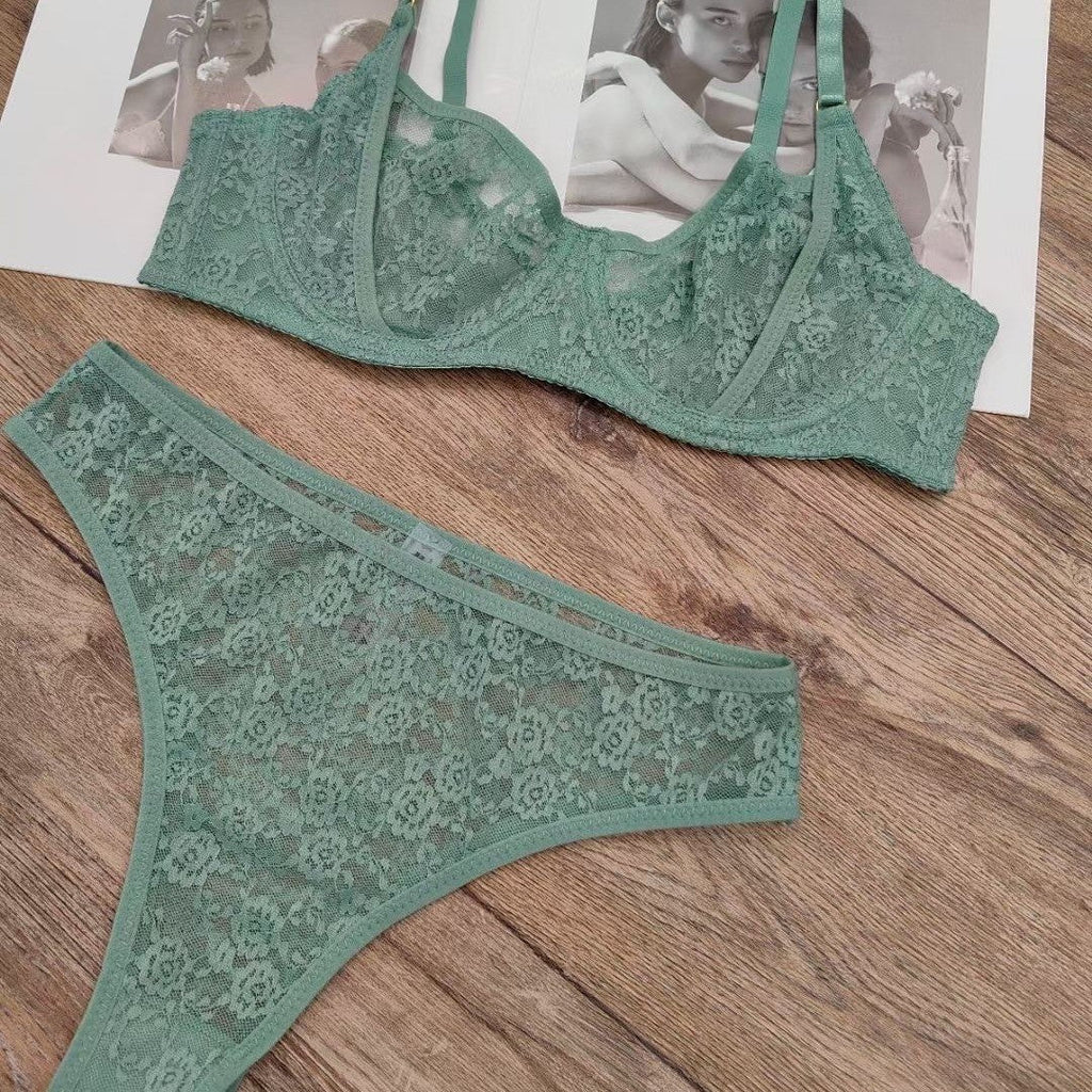 Sexy French Style Summer Ultra-Thin See-Through Lace Large Bust Minimizing Plus Size Lingerie Bra