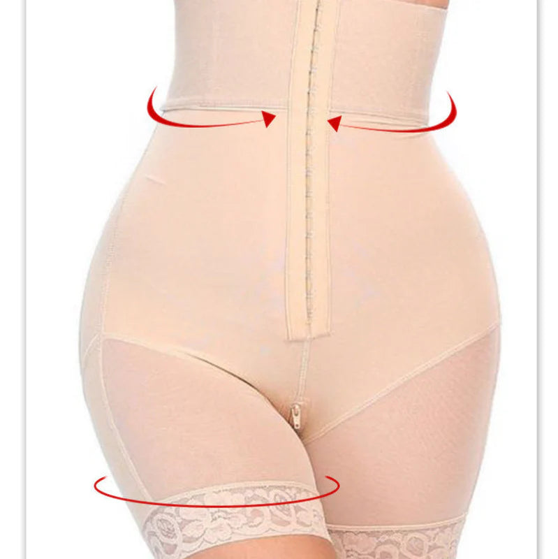 Europe and America increase high waisted and abdominal three row buckle tightening hip lifting pants