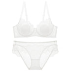 Sexy Transparent Lace Thin Cotton Rabbit Ear Cup Large Bust Minimizer Plus Size Bra Set