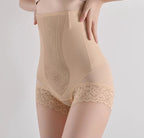 Summer high waisted shaping waistband anti exposure underwear seamless thin lifting hip pants